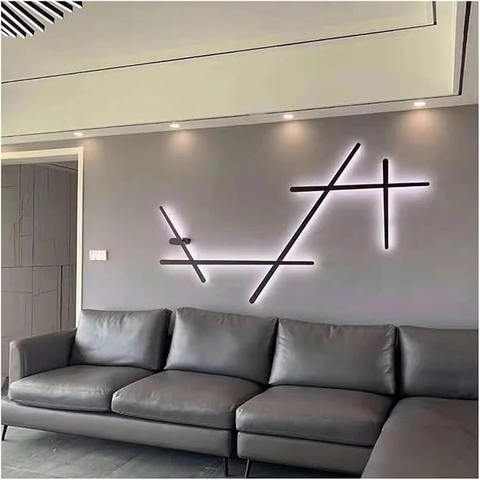 Modern Minimalist Design LED Wall Lamp Compatible with Living Room Bedroom Background Dining Room Aisle Black Line Long Decoration Light, Modern