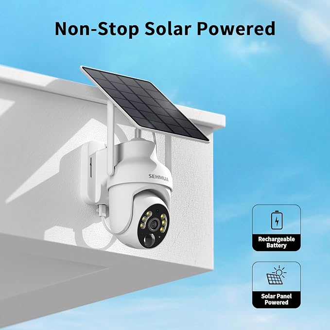 SEHMUA 2K Solar Security Cameras Wireless Outdoor, 4PCS 360° View Pan/Tilt WiFi Security Camera Outside with Color Night Vision （4 Pack）