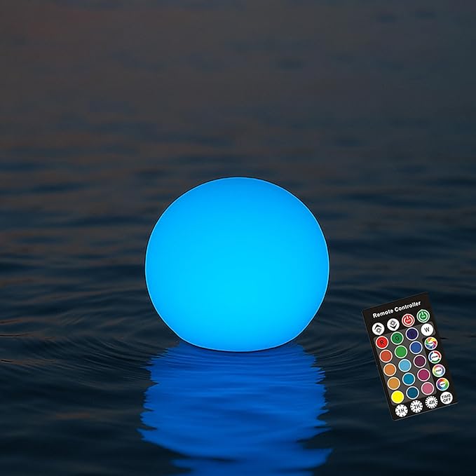 LED Ball Light,3-Inch Cordless Orb Light with Remote,16 Color Changing Night Light for Kids,Rechargeable Mood Lamp,IP68 Waterproof for Bath Tub Shower,Party,Christmas Decor