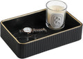Desk Organizer Tray, PU Leather Nightstand Organizer Perfume Valet Tray for Men Women, Decorative Vanity Trays Trinket Dish Key Bowl for Entryway Table (Black, Small)