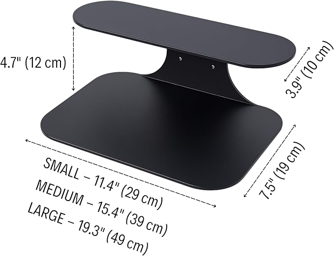 Black Metal Floating Nightstand – Wall Mounted Bedside Shelf for Bedroom, Minimalist Modern Floating Shelf, Powder-Coated Steel Wall Rack (Large - 19.3")