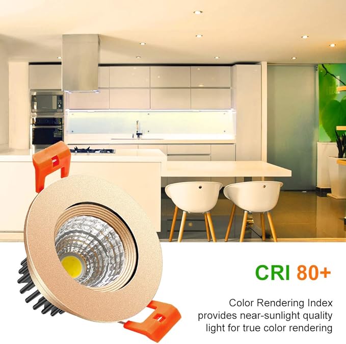 LightingWill 2inch LED Dimmable Downlight, 3W COB Recessed Ceiling Light, Warm White 3000K-3500K, CRI80, 25W Halogen Bulbs Equivalent, Gold (10 Pack)