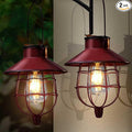 2 Pack Solar Lantern Outdoor Waterproof, Solar Lights Outdoor with Vintage Metal Warm White Edison Bulb Design, Hanging Lanterns Decorate for Garden Yard and Porch (Red)