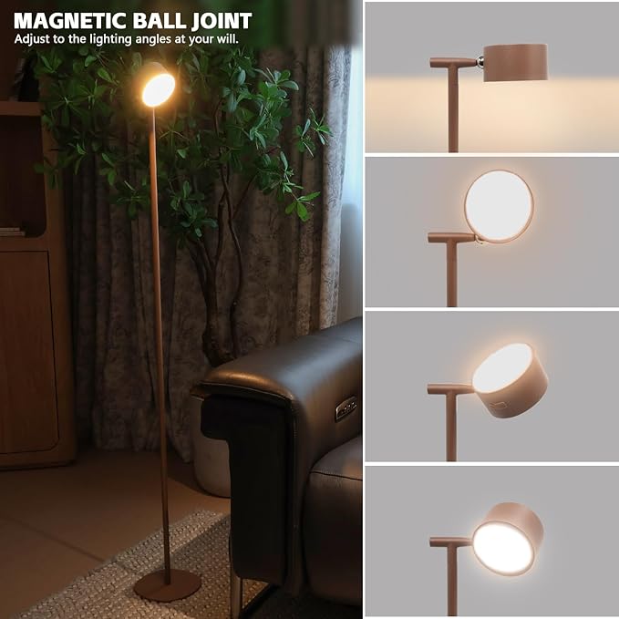 4-in-1 LED Floor Lamp with Detachable Magnetic Head - Adjustable Height Standing Lamp & Table Lamp, Portable Night Light for Bedroom, Reading, Nursing, Non-Disturbing Sleep Aid(Taupe)