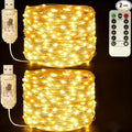USB Fairy Lights Plug in, 33 Feet 100 LED Twinkle String Lights with Remote and Timer, Waterproof 8 Modes for Bedroom Indoor Wreath DIY Party Wedding Christmas Holiday Decoration(2 Pack Warm White)