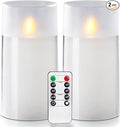 Homemory Flameless Candles Set of 2, White Acrylic LED Candles Upgraded Realistic Battery Operated Flames with Remote & Timer, Waterproof for Indoor,Outdoor Decor, Halloween & Christmas Lanterns
