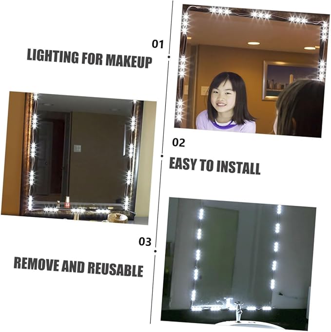 1set Led Vanity Mirror Lights Adjustable Brightness USB Powered Makeup Lights for Mirrors Installation Professional Lighting for Makeup Application