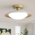 Dimmable Mid Century Modern Ceiling Light Fixtures Flush Mount, White and Gold LED Small Ceiling Light,11.8in 5CCT Kitchen Lighting Fxiture with Acrylic Shade for Hallway Bedroom Entryway Laundry Room