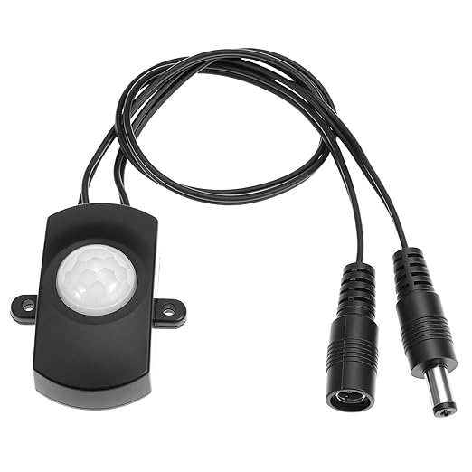 QWORK Mini PIR Motion Sensor Switch with Adjustable Light Sensor & Delay Timer, DC 12V-30V 3A Occupancy Sensor for LED Strip, Closet, Cabinet, Safe, Pantry, Under Bed Lighting (Black)