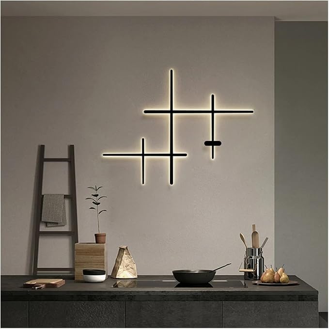 Modern Minimalist Design LED Wall Lamp Compatible with Living Room Bedroom Background Dining Room Aisle Black Line Long Decoration Light, Modern