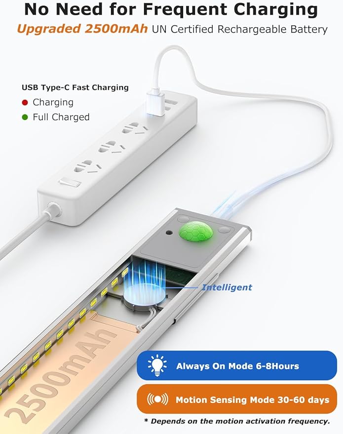 8" Ultra-Thin Under Cabinet Lighting Wireless, Aluminum Alloy Under Counter Lights for Kitchen, 3-Color-Temps Magnetic Closet Lights, Rechargeable Motion Sensor Light Indoor (4 Pack, Silver)