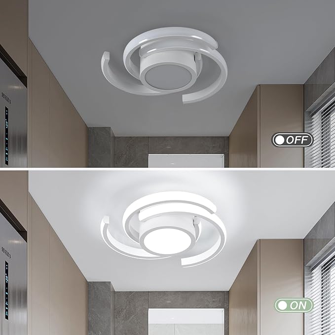 ADISUN LED Modern Ceiling Light,6000K Semi Flush Mount Ceiling Light Fixture,Unique White Ceiling Lights Fixtures for Living Room Bedroom Corridor Aisle Hallway Indoor Ceiling Lamp, 2 Pack