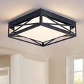 Modern LED Ceiling Light Fixture, Square LED Flush Mount Hallway Light Fixtures, Farmhouse Black Close to Ceiling Light for Hallway Bedroom Balcony Porch Stairway Ceiling Lamp (Square, 3000K)