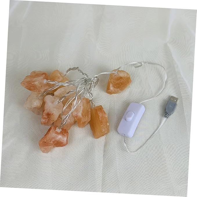 HOMSFOU 1set Himalayan Salt String Light Night Lamp USB Powered Decorative Led Beads for Home Office Yoga Relaxation Creates Calming Atmosphere