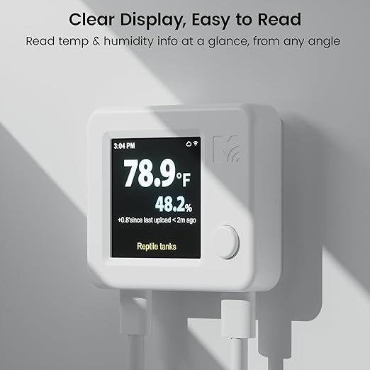 MOCREO WiFi Reptile Hygrometer Indoor Thermometer, Smart Humidity and Temperature Sensor, Remote Monitor with App & Email Alerts, 2-Year Data Export, 80DB Beep, for Greenhouse Incubator