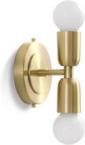 BRIGHTTIA Luna Duo 2 Light Wall Sconce - Mid Century Modern Fixture for Wall & Ceiling - Minimalist Edison Lamp for Hallway and Bathroom Vanity - Brushed Gold (BW0026-2G)