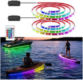 Battery Operated Marine Submersible Boat Lights Strip, 2 Pcs 6FT 9V IP68 RGB Kayak Paddleboard Light, Boat Interior Deck Courtesy Light, Golf Cart Canopy Roof Underglow Lights