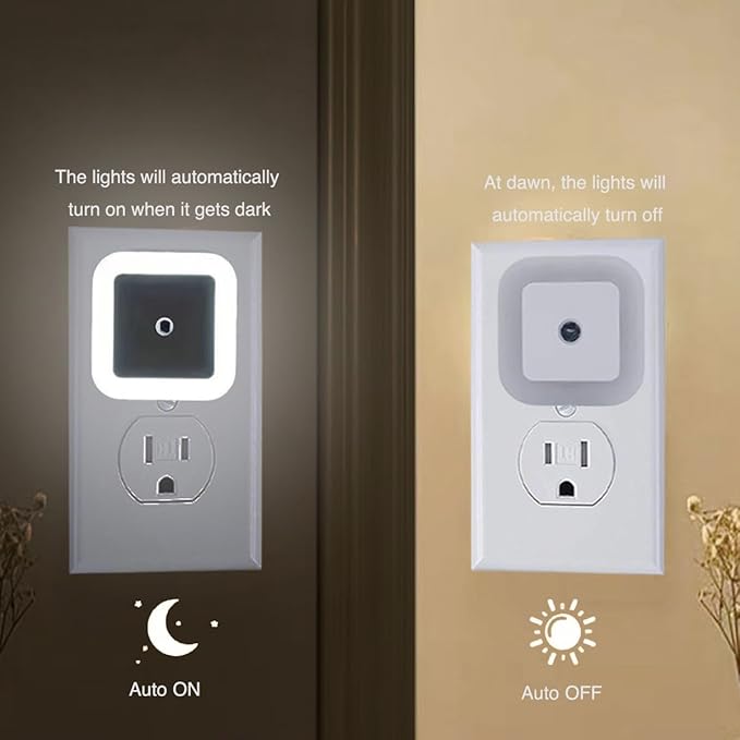 JININQ Night Light 0.5W Plug in Night Light Smart Sensor Dusk to Dawn Sensor LED Lamp，Bright Nightlight Auto-On/Off for Kitchen,Bathroom,Bedroom,Hallway,6 Pack (White Color)