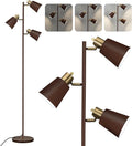 Tree Floor Lamp for Living Room, Industrial 3-Light Standing Lamp with 3 LED Bulbs, Adjustable Rotation Heads, Standing Tall Pole Lamp Farmhouse Rustic Reading Lamps for Bedroom Office (Brown)