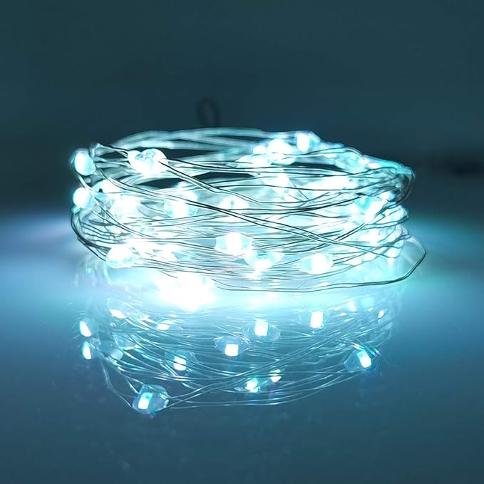 LIIDA [10-Pack] LED String Lights, 6.6FT LED Moon Lights 20 Led Micro Lights On Silver Copper Wire (Batteries Include) for DIY Wedding Centerpiece, Table Decoration, Party (Cool White)