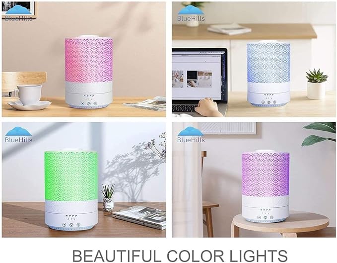 BlueHills Premium Large 2300 ML and 2500 ML XL Essential Oil Diffusers Humidifier Combo Set of 2 for Large Room Home with Décor LED Lights Great Gift – Value Pack of White