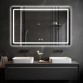 LED Bathroom Mirror, 48 x 36 Inch Anti-Fog Wall Mirror with Lights Stepless Dimmable, Lighted Bathroom Mirrors for Wall, Rectangle Bathroom Vanity Mirror with Front and Backlight, Horizontally Only