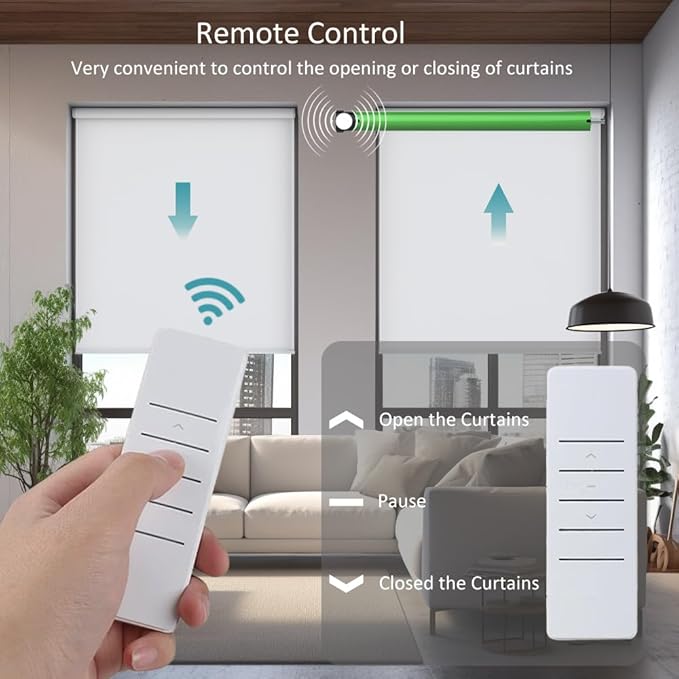 Tuya ZigBee Smart Roller Shade Motor, High Torque Electric Blinds Retrofit Kit, App/Voice Control with Alexa Google, Remote & Timer, Quiet 38dB (6.0 N.m Φ40mm (1.57") Round Tube)