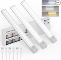 Under Cabinet Lighting 12 Inch 3-Pack, Rechargeable Motion Sensor Light Indoor, Dimmable 3 Color Temps Closet Lights Battery Operated, Stick Wireless Under Counter Lights for Kitchen, Stairs