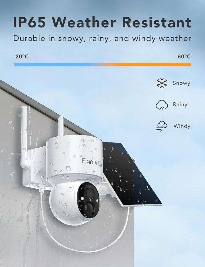 2K Solar Security Cameras Wireless Outdoor, 360°PTZ Battery Powered Cameras for Home Security, 2.4G WiFi Outdoor Camera with Color Night Vision, IP66 Waterproof, Motion Sensor Alarm, White，2Pack