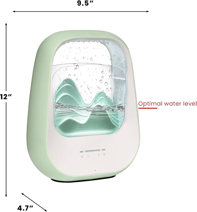 Rain Drop White Noise Machine with Realistic Rain Sounds – Sleep Therapy Humidifier, Bluetooth Speaker, Ambient Light & Aroma Diffuser for Bedroom Relaxation, Meditation & Stress Relief (Green)