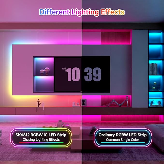 BTF-LIGHTING SK6812(Similar WS2812B) UL Listed RGBW RGB+Cool White(6000K) Individually Addressable DC12V 16.4FT 30LED/m 4 Colors in 1 Light Dream LED Strip IP30 White PCB(No Adapter or Controller)