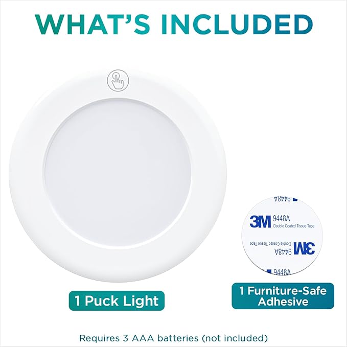 Brilliant Evolution Wireless LED Puck Light | Works with Remote Control | Under Cabinet, Closet Light | Battery Powered | Under Counter Lighting (Pack of 1)