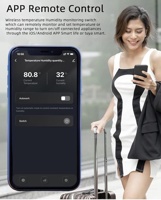 High Power Tuya 16A WiFi Temperature Humidity Controller -Wireless Remote Control with Energy Consumption Monitoring,for Greenhouse,Homebrew,Climbing Pet Breeding,Incubator,Alexa Voice Compatible