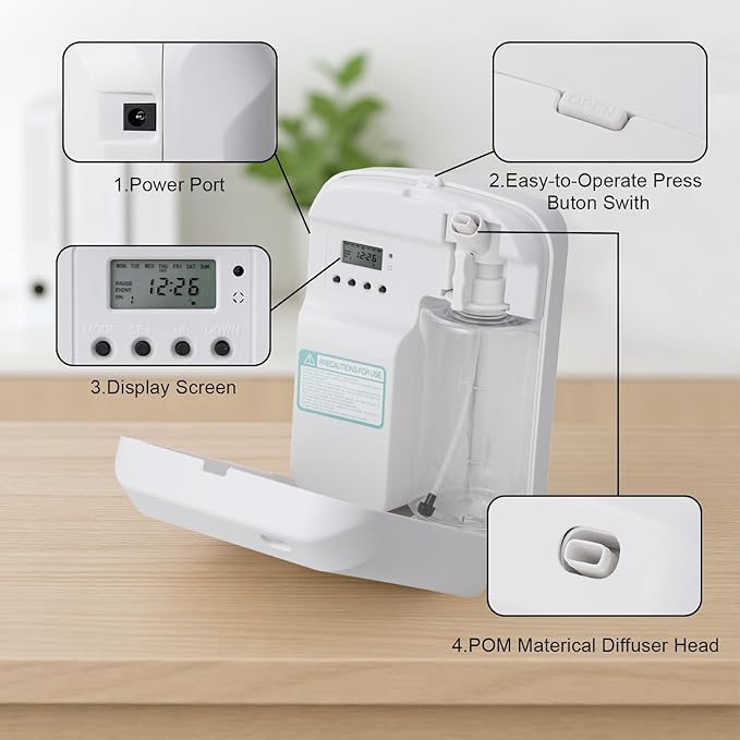Home Waterless Aroma Diffuser – Bluetooth Smart Essential Oil Nebulizer, Fragrance Reach up to 2,000 sq ft, Perfect for Homes, Hotels, Restaurants, Offices & Spas(White)