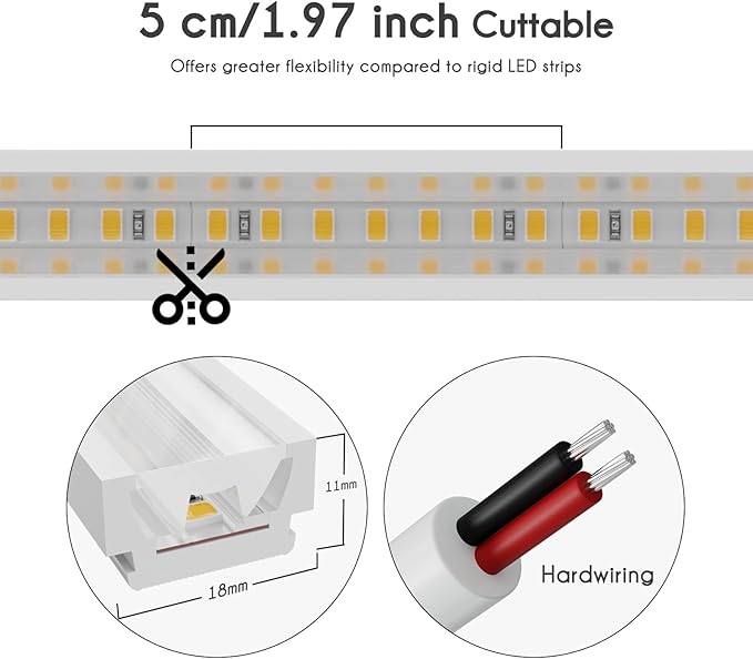 Shine Decor 24V LED Wall Washer Light Strip 3.3 FT, UL Listed IP67 Waterproof Linear Wall Grazer, 5000K Daylight White for Outdoor Commercial Lighting, Buildings, Church Illumination, Hardwired