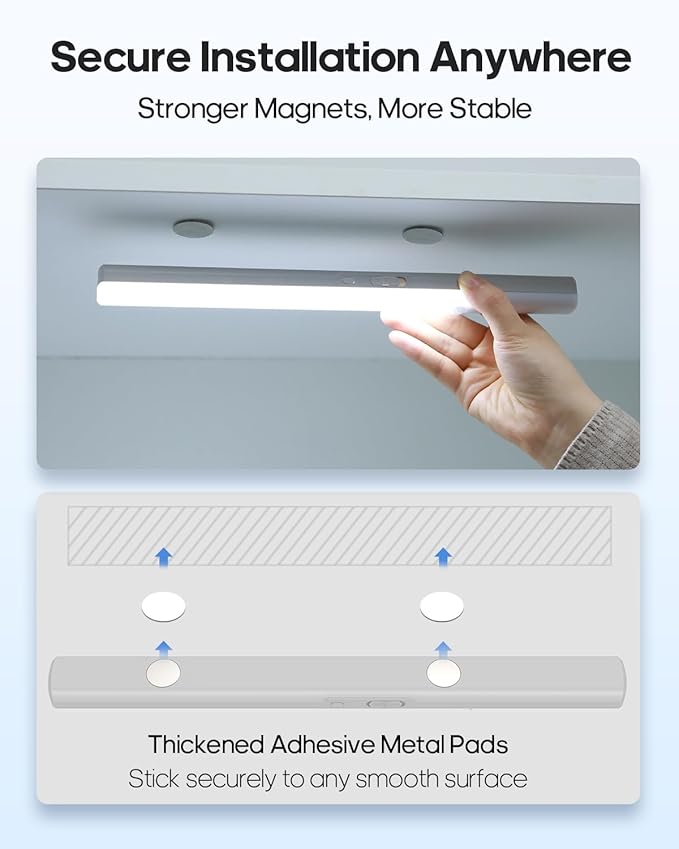 Under Cabinet Lights, 11.8 Inch Rechargeable Battery Operated Motion Sensor Lighting Indoor, 1800mAh Wireless Closet Lights, Magnetic Dimmble Under Counter Lights for Kitchen (5 Pack)