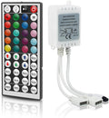 RGBZONE 4PIN RGB LED Controller, 2 Ports Low Voltage LED Controller, 44-Keys Wireless IR Remote Control, DC12V-24V 5050 2835 3528 LED Strip Lights