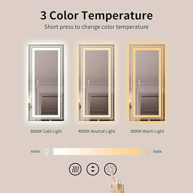 WTTY LED Mirror for Bathroom 72"x32",Large Modern LED Bathroom Mirror with Backlit and Front Light,Stepless Dimmable,Anti-Fog,Lighted Bathroom Vanity Mirror,Shatter-Proof,Memory Function
