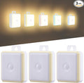 Motion Sensor Night Light Indoor - Cordless Battery Powered Under Cabinet Lighting, Stick-on Magnet LED Closet Lights, Safe Light for Stairs, 4000K Nightlight 3-Pack (Yellow)