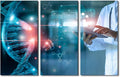 Rebotipy Canvas Wall Art for Living Room Modern 3 Panel Medicine Poster Decor Luminous DNA Molecule Picture Printing for Medical Science Bedroom Decor Stretched and Framed Ready to Hang 40" Wx60 H
