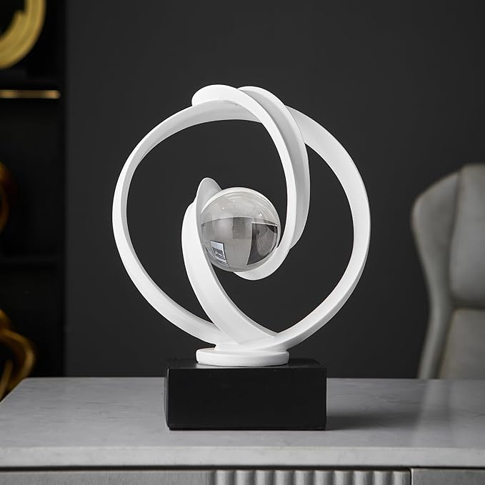 Modern White Statue Decor for Living Room, Abstract Art Sculptures Home Décor Accents for Coffee Table TV Stand Bookshlf, Resin Decorations for Dining Room Office Bedroom
