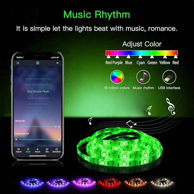 KIKO Battery Powered Led Strip Lights 6.56ft, 2m USB/Battery Operated 60 LED 5050 RGB LED Lights Birthday Christmas Gift with Remote for TV Backlight, Bedroom, Camping