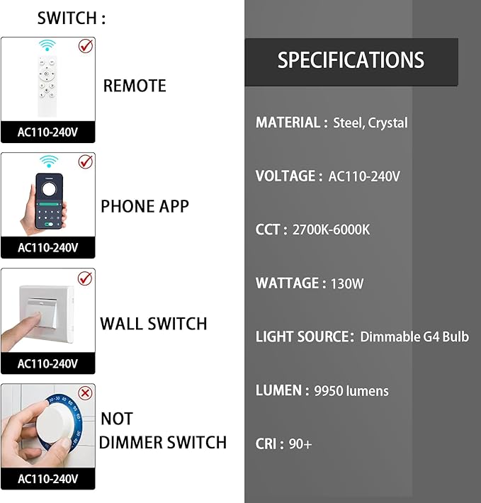 LED Chandeliers for Living Room Rectangular Light Dining Room Light Dimmable High Ceiling Pendant Lights Fixtures Lighting Chandelier for Foyer Entryway 2700K 6000K Lighting Large