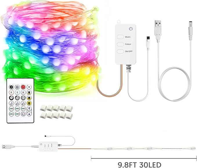Avatar Controls Smart Fairy Lights 9.8ft for 40-55in TV Backlight USB String Lights with Remote 16M Color Changing Dimmable 30 LED for Gaming Lights Ambient Lighting Kit