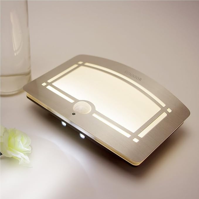 Motion Sensor Wall Lamps Battery Operated Wall Sconce Dimmable Wall Light One Pack Perfect for Hallway Stairway Closet Lighting, Silver