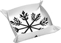 Snowflakes Simple Black Minimal Valet Tray Leather Desktop Storage Organizer Bedside for Jewelry Keys Coin Candy Sundries