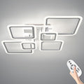 Modern LED Ceiling Lights for Bedroom 40.2'' Dimmable Square 6+1 Rings Ceiling Lights for Living Room with Remote Control 130W for Kitchen,Balcony, Bedroom, Chrome