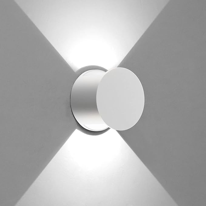 Kawell 8W Modern LED Wall Sconce Light Up Down Waterproof Outdoor Wall Lamp Indoor Hardwired for Bedroom Bathroom Hallway Stairs Porch, White 6000K