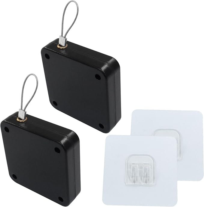 2Pcs Automatic Sliding Door Closer Punch Free Door Closer Automatic Door Closer Steel Drawstring for Bedroom/Bathroom/Office (800g Tension, Black)