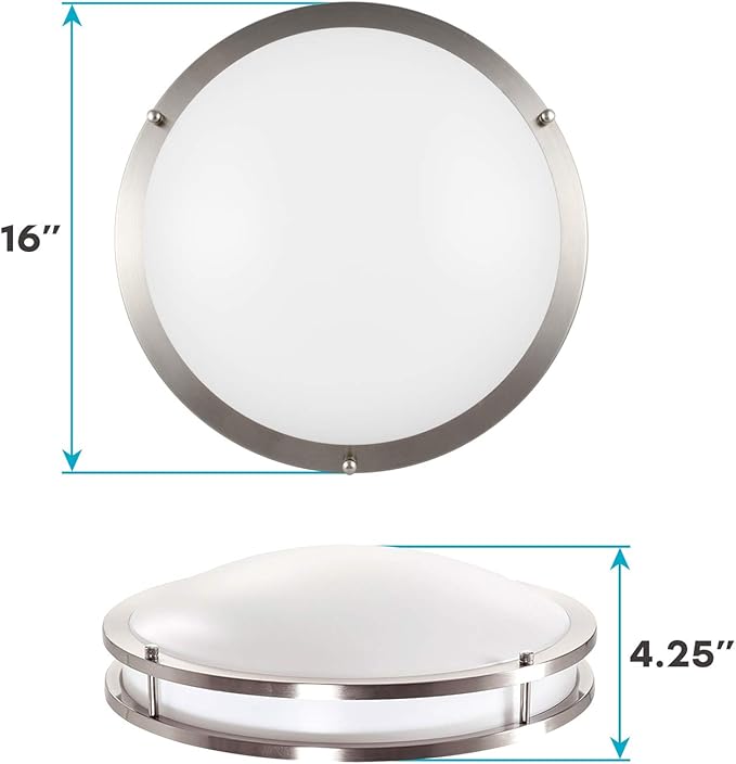 LUXRITE 16 Inch LED Flush Mount Ceiling Light, CCT Color Temperature Selectable 2700K | 3000K | 3500K | 4000K | 5000K, Dimmable Ceiling Light Fixture, 24W, 1960 Lumens, Energy Star, ETL Listed